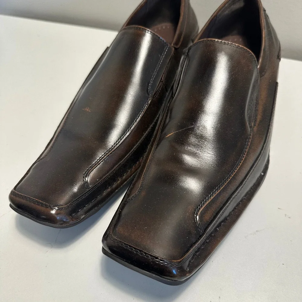 Giorgio‎ Brutini Brown Leather Loafers Dress Shoes Slip On Style sz 9